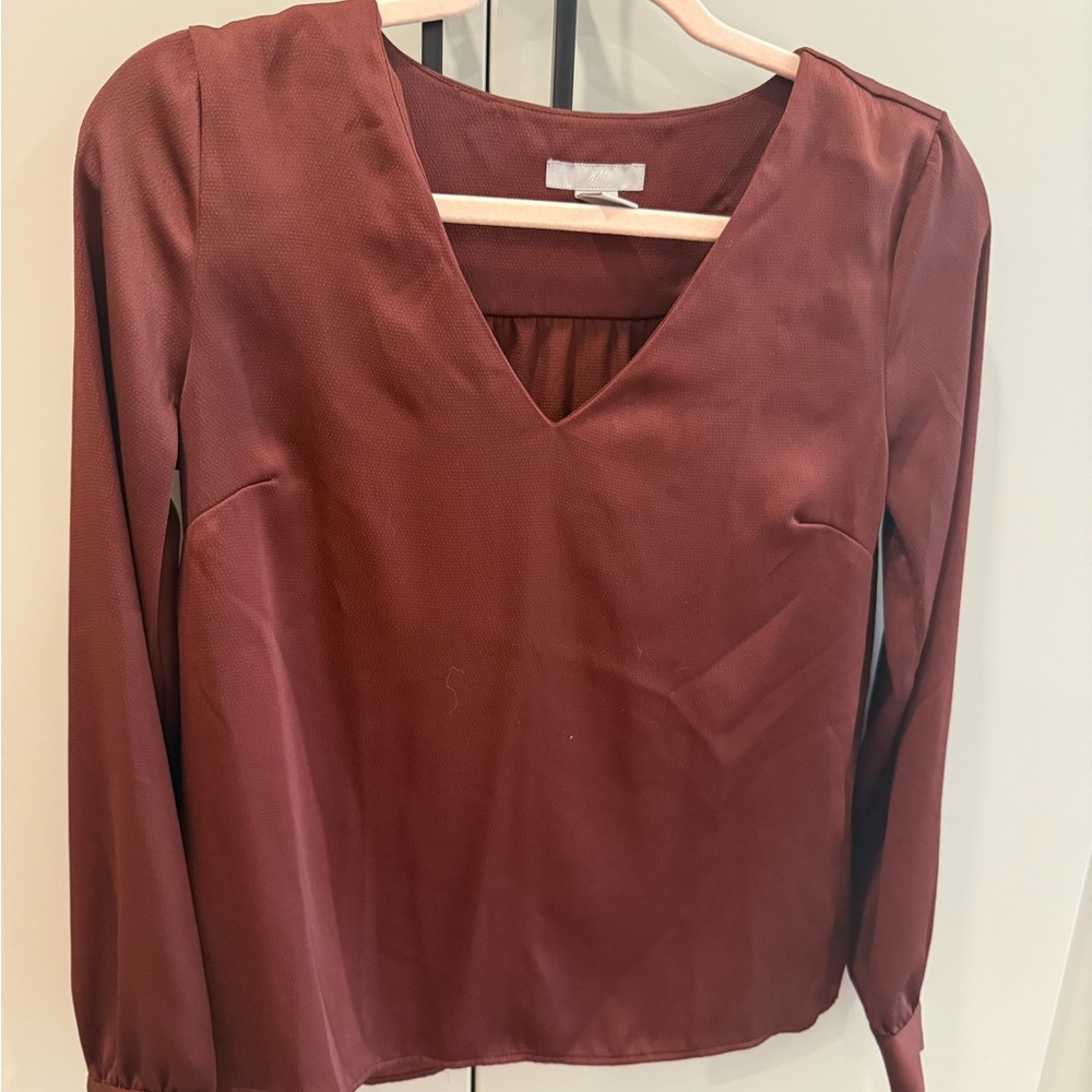 H&M Red Fitted Long Sleeve Blouse